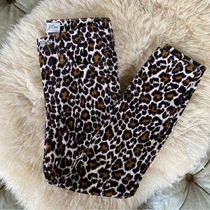 NWT J.Crew 10” Rise Toothpick Leopard Corduroy Pants 24 Petite